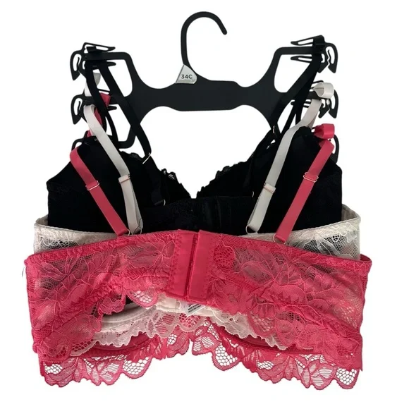 Marilyn Monroe Women’s Bras Sz  34C Pkg/3 Super Soft Mega Push-Up Lace Padded - Picture 2 of 9